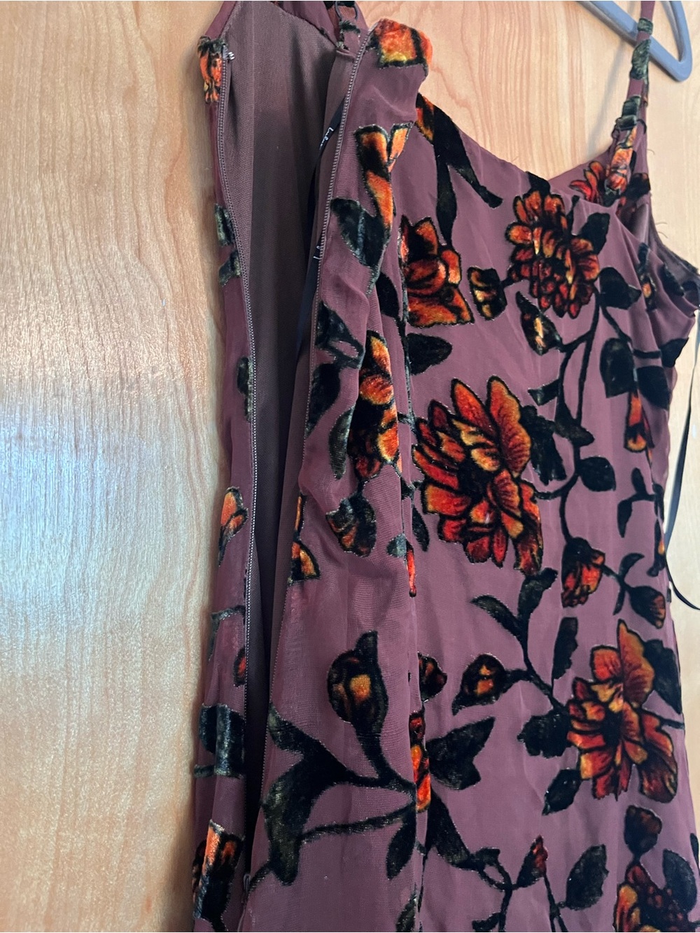 Lulu's Brown Floral Velvet Maxi Dress - Picture 9 of 10